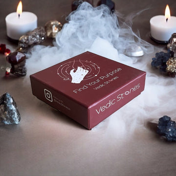 Natural lava stone bracelet in its Vedic Stones gift box, the volcanic stone of grounding and calm