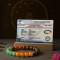 Money Magnet Bracelet beside its Cambay Gemmological Lab certificate confirming natural stones