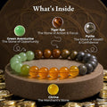 What is inside the Money Magnet Bracelet: green aventurine, tiger eye, citrine and pyrite beads labelled