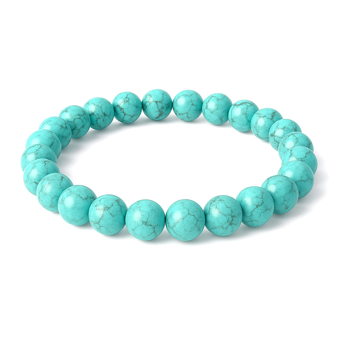 Turquoise (Firoza) Bracelet on a white background, 8mm natural firoza beads