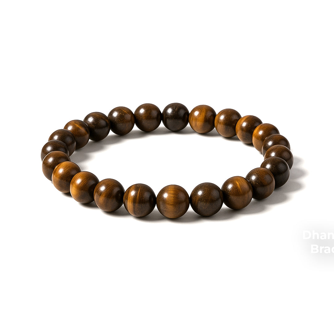 Tiger Eye Bracelet on a white background, 8mm natural tiger eye beads