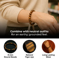 Tiger Eye Bracelet styled with neutral outfits, 8mm round natural tiger eye beads