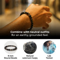 Sulemani Hakik Bracelet styling, 8mm round natural black agate beads