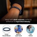 Lapis Lazuli Bracelet worn with a dark outfit to bring out its royal blue colour